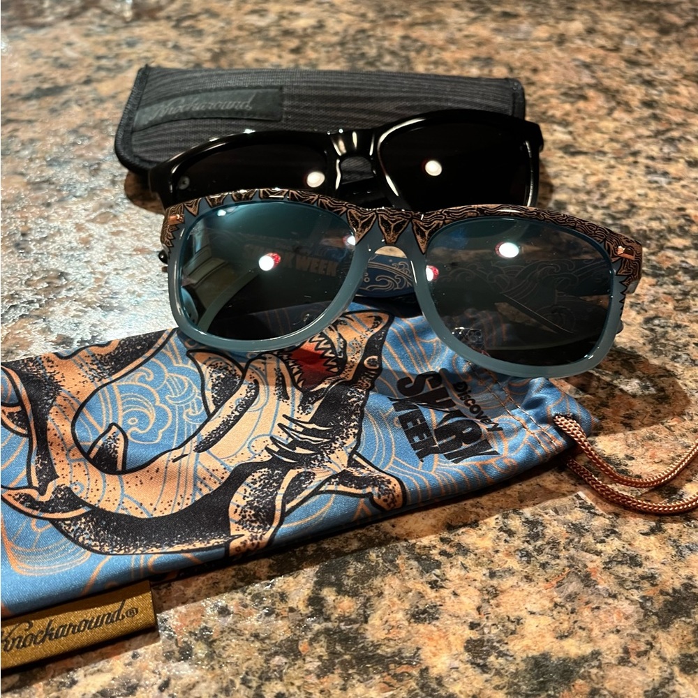Knockaround Shark Week sunglasses with additional black pair!! Like NEW!!